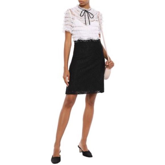 Sandro Helsinki White Black Two Tone Lace Neck Tie Mini Dress XS - Picture 1 of 12